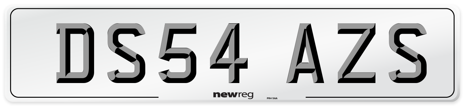 DS54 AZS Number Plate from New Reg